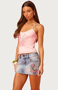 Edikted Barbie Bead & Sequin Butterfly Mesh Top