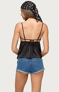 Edikted Blanca Satin Lace Trim Tank Top