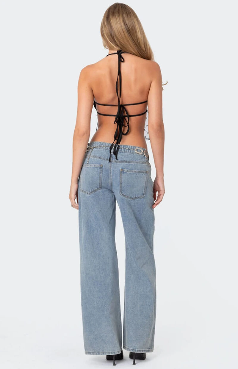 Edikted Sheer Sequin Backless Top
