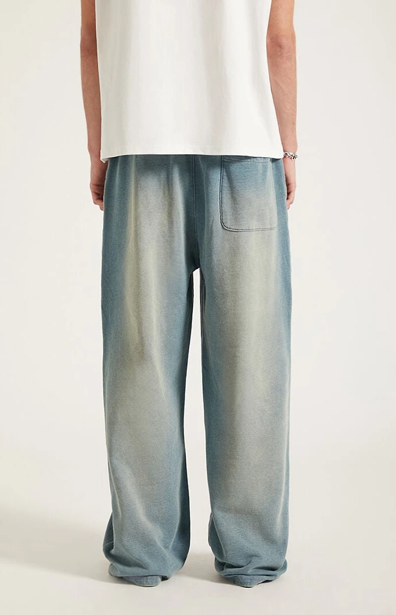 Pacsun Blue Tinted Washed Fleece Extreme Baggy Sweatpants