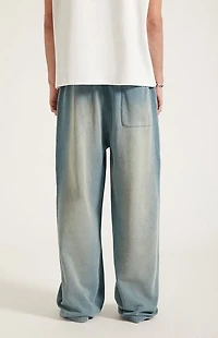 Pacsun Blue Tinted Washed Fleece Extreme Baggy Sweatpants