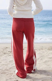 John Galt Red Hilary Side Stripe Soft Yoga Baggy Sweatpants