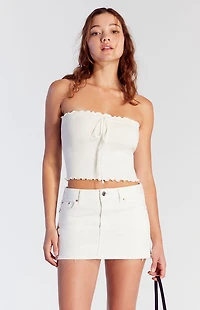 Pacsun Lara White Low Rise Denim Mini Skirt