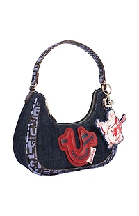 True Religion Graphic Trim Denim Hobo Bag