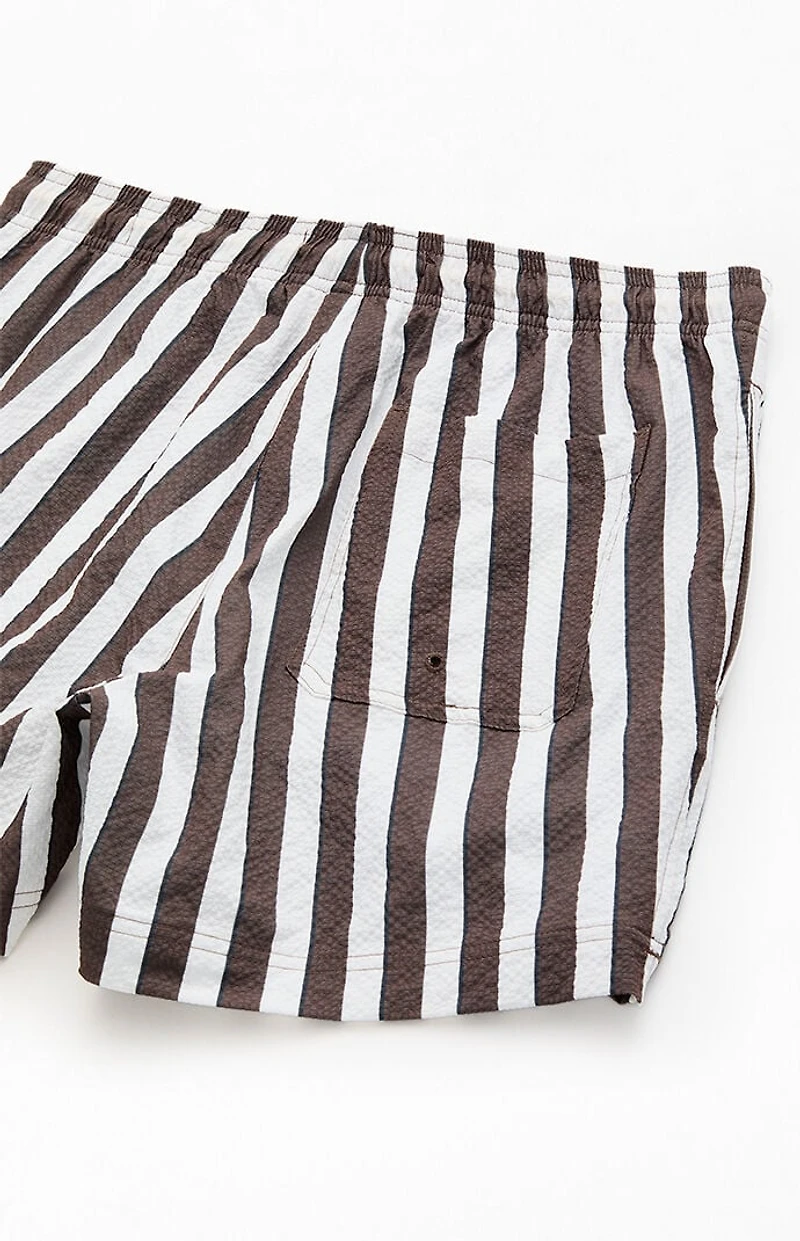 Pacsun Sand Striped Seersucker 4.5" Swim Trunks