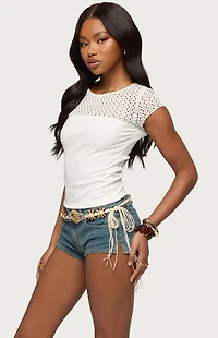 Edikted Camile Lacey Ribbed Top