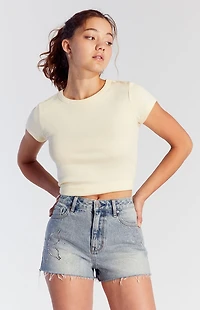 Pacsun Rhinestone Butterfly High Waisted Denim Festival  Shorts