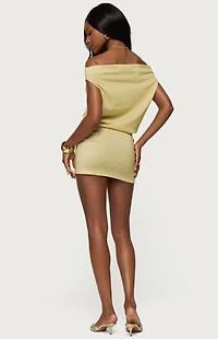 Edikted Eris Metallic Off Shoulder Mini Dress