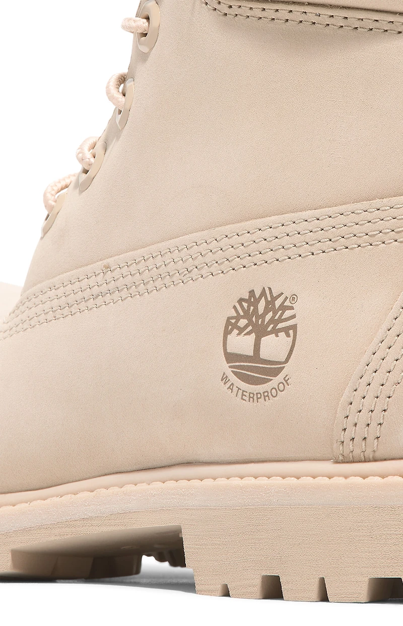 Timberland Women's Beige Premium 6inch Waterproof Lace-Up Boots