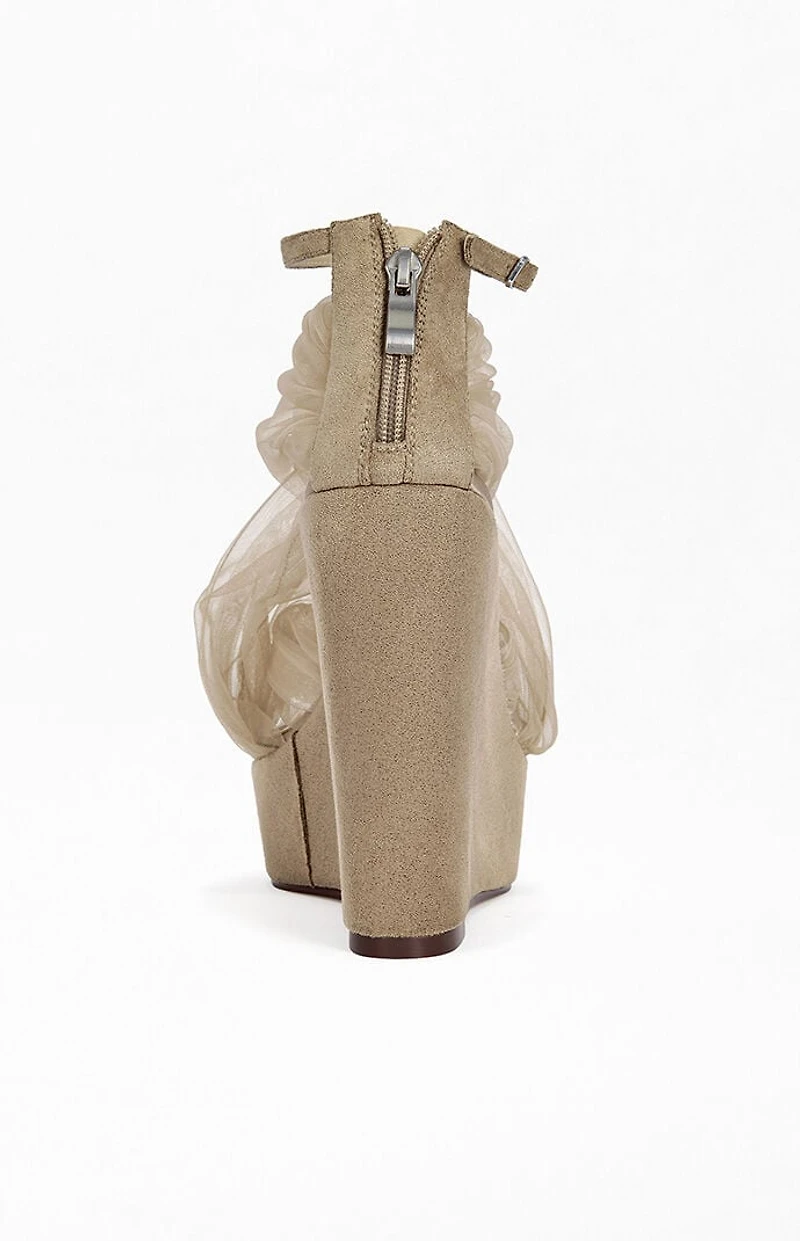 AZALEA WANG Women's Ballerine Nude Wedge Sandals