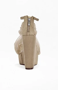AZALEA WANG Women's Ballerine Nude Wedge Sandals