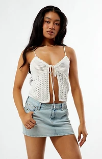 Your Favorite Leena Crochet Tie Front Tank Top