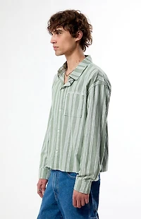Pacsun Light Green Striped Hutton Long Sleeve Shirt