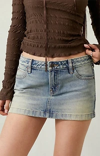 Pacsun Piper Medium Indigo Low Rise Micro Denim Mini Skirt