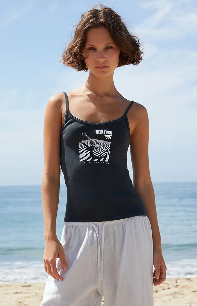 John Galt Black New York Radio Silence Tank Top