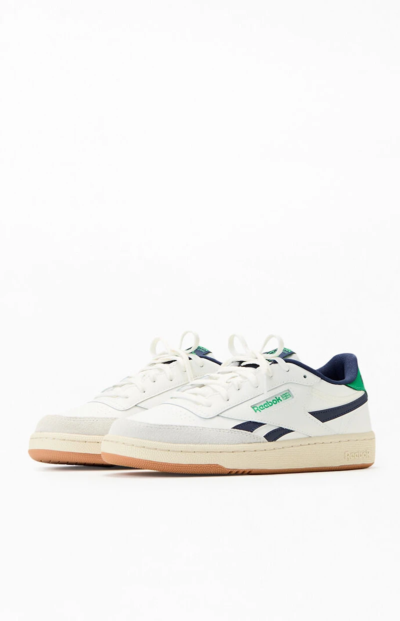 Reebok Kids White & Green Club C Revenge Shoes