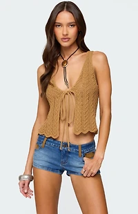 Edikted Sadiee Split Front Knit Top