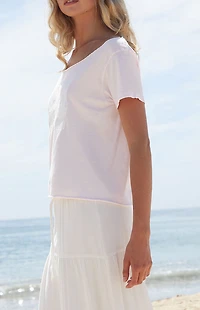 John Galt Pink Robyn 44 Short Sleeve Off-The-Shoulder Top