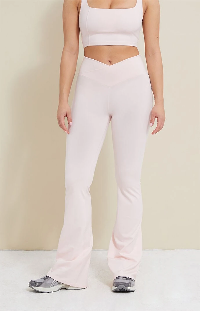 PAC 1980 WHISPER Active Pink Crossover Flare Yoga Pants