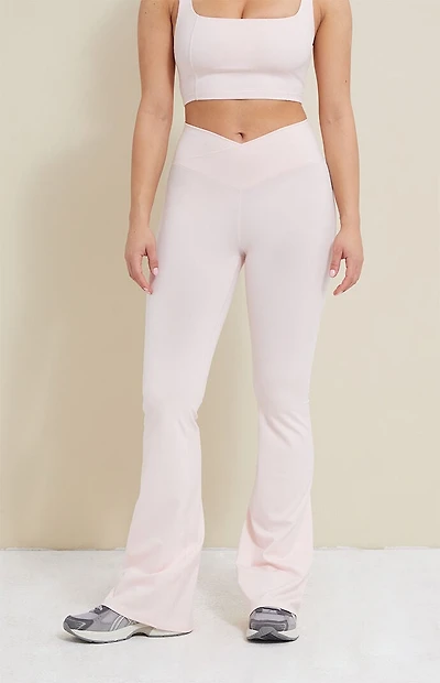 PAC 1980 WHISPER Active Pink Crossover Flare Yoga Pants