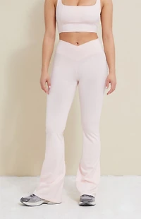 PAC 1980 WHISPER Active Pink Crossover Flare Yoga Pants