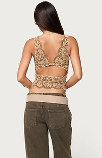 Edikted Araura Velvet Floral Sheer Top