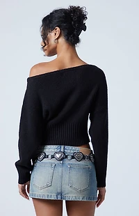 Third Charm Cosette Ribbed Off-The-Shoulder Sweater