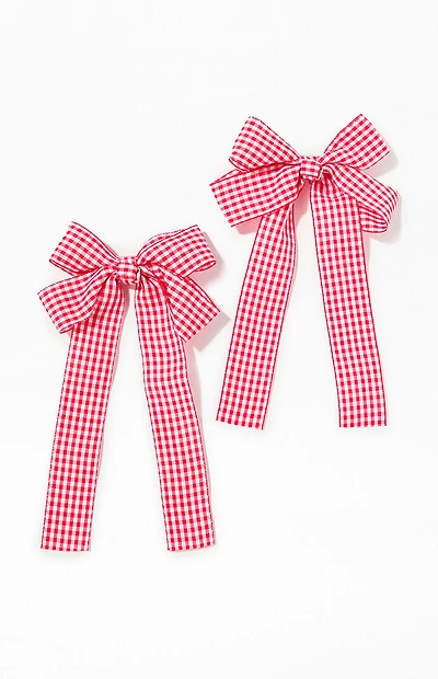 LA Hearts 2 Pack Gingham Bow Hair Clips