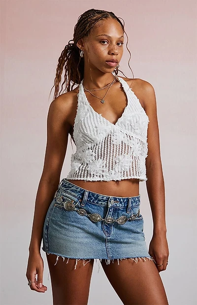 Third Charm Ashtin Floral Knit Halter Top