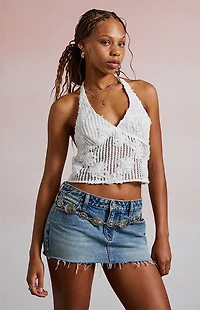 Third Charm Ashtin Floral Knit Halter Top