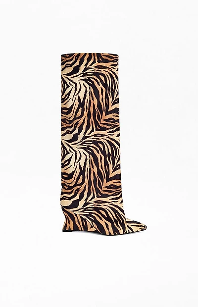 AZALEA WANG Women's Kenya Tiger Wedge Boots