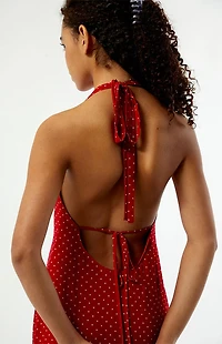 Beverly and Beck Isabel Chiffon Polka Dot Midi Dress