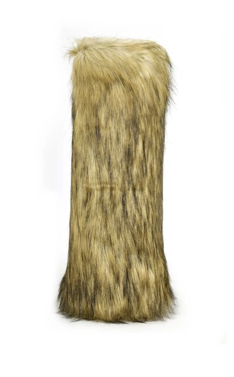 AZALEA WANG Women's Fayes Brown Faux Fur Flatform Boots