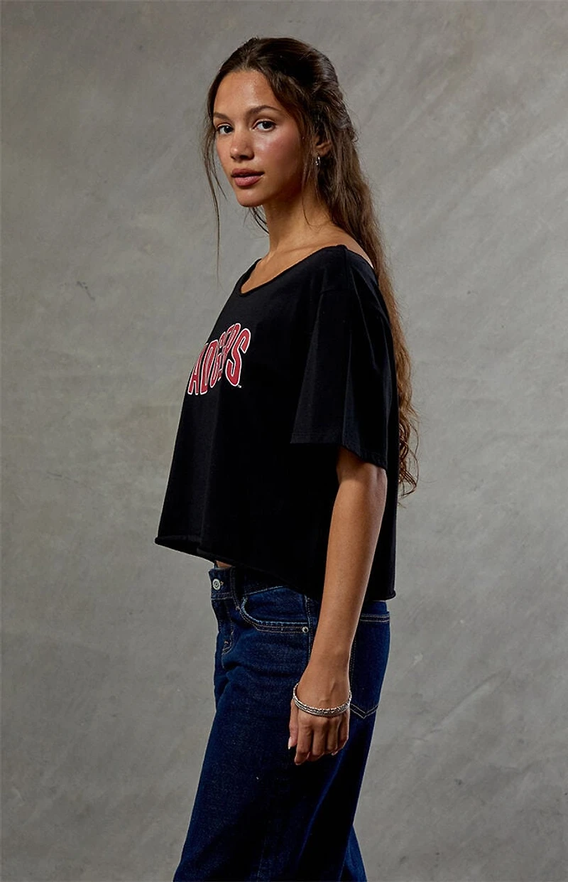 WILD COLLECTIVE Wisconsin Badgers Off-The-Shoulder Oversized T-Shirt