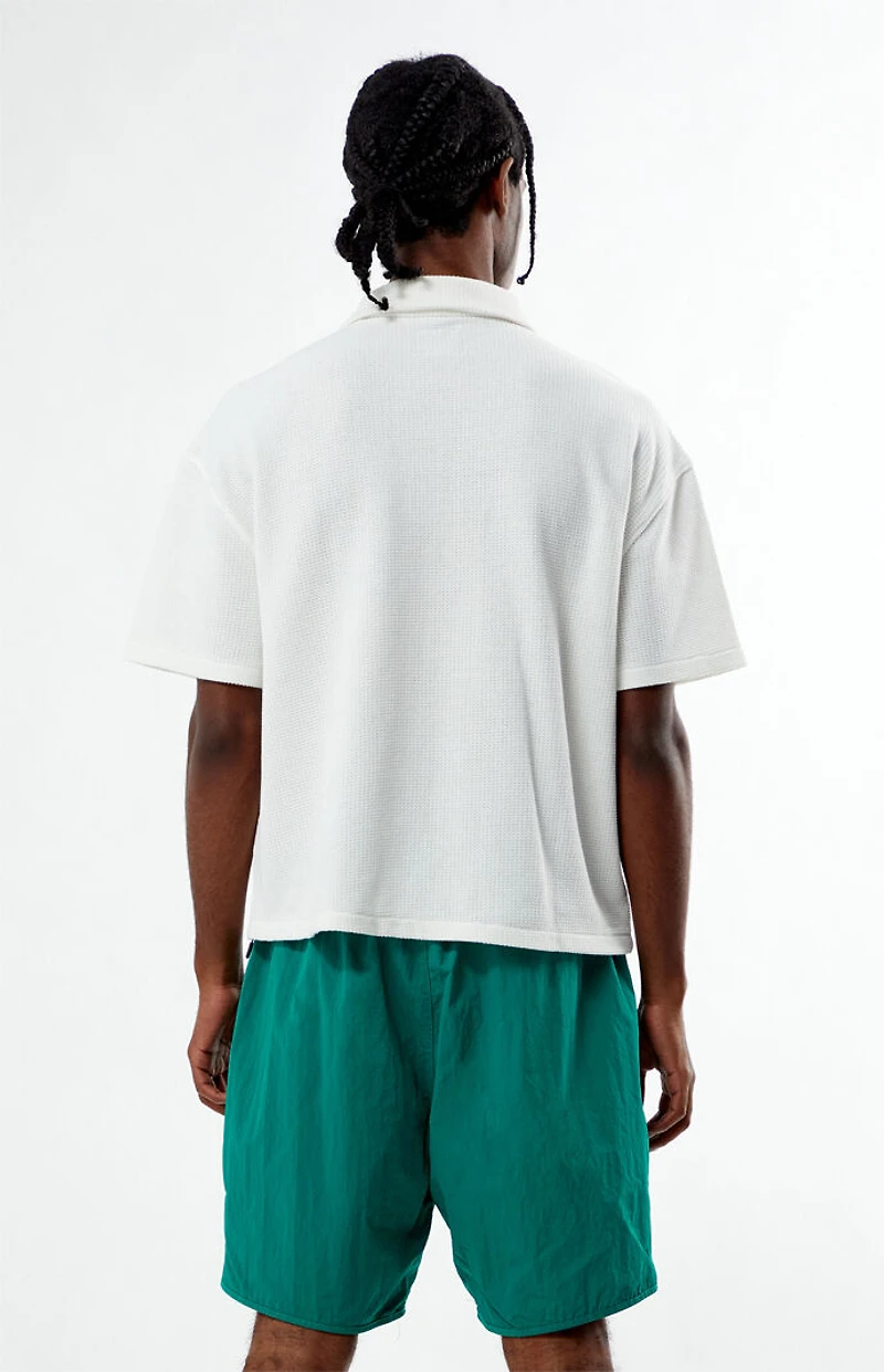 Pacsun Cream Stone Solid Textured Oversized Camp Shirt