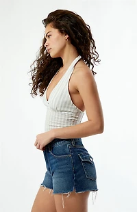 Your Favorite Pinstripe Linen Halter Top