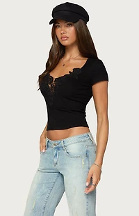 Edikted Aino Crochet Ribbed Top