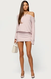 Edikted Off Shoulder Sequin Knit Mini Dress
