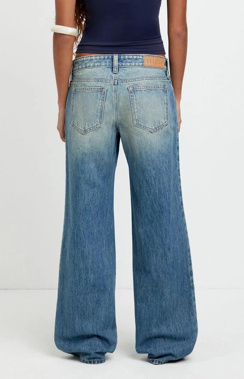 Pacsun Zoe Low Rise Girlfriend Jeans Tinted Medium Blue