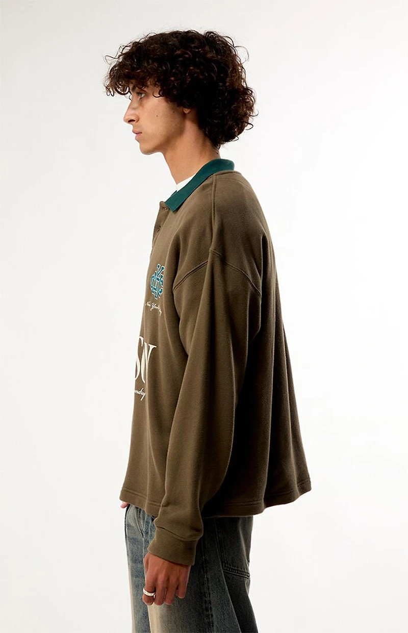 Pacsun Brown Hudson Long Sleeve Rugby Polo Shirt