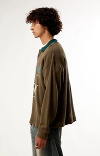Pacsun Brown Hudson Long Sleeve Rugby Polo Shirt