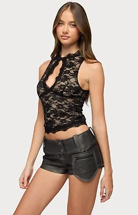 Edikted Frieda Keyhole Cutout Lace Top