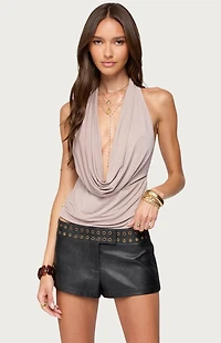 Edikted Dylan Cowl Neck Halter Top