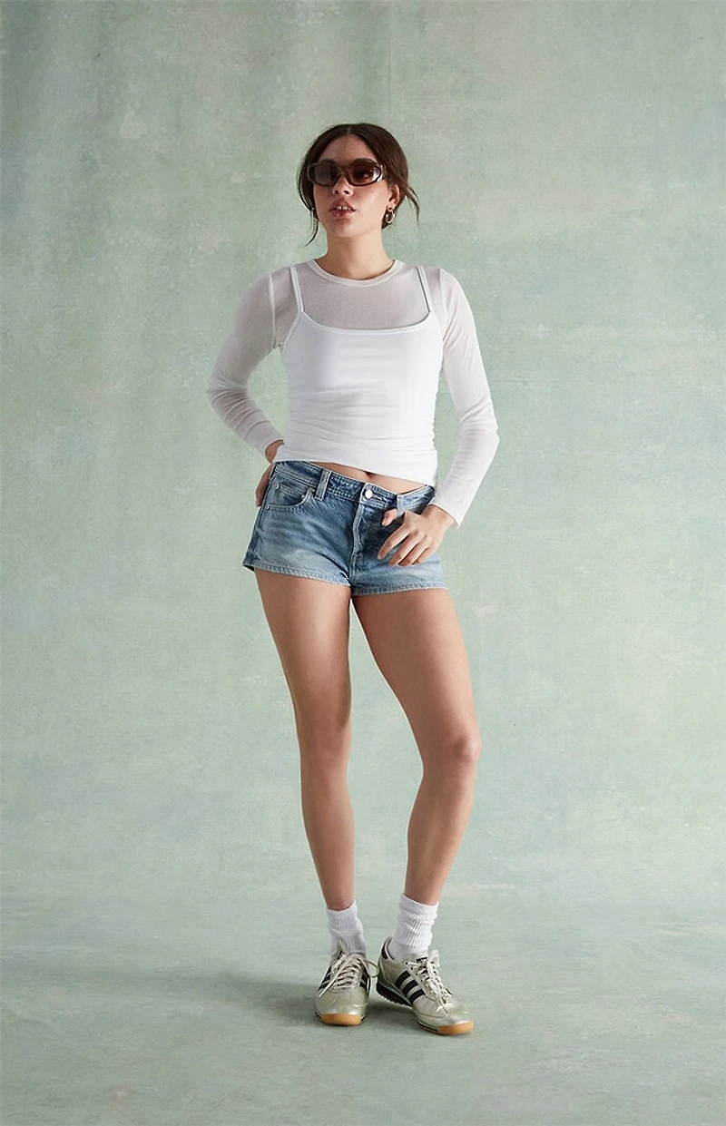 RARE DNM EDIT Jamie Denim Micro Shorts Rhinestone Light Blue