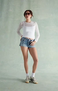 RARE DNM EDIT Jamie Denim Micro Shorts Rhinestone Light Blue