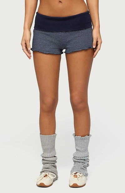 Edikted Nour Contrast Striped Foldover Shorts