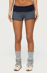 Edikted Nour Contrast Striped Foldover Shorts