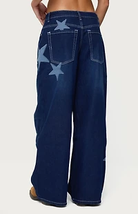 Edikted Trish Satin Effect Stars Low Rise Jeans