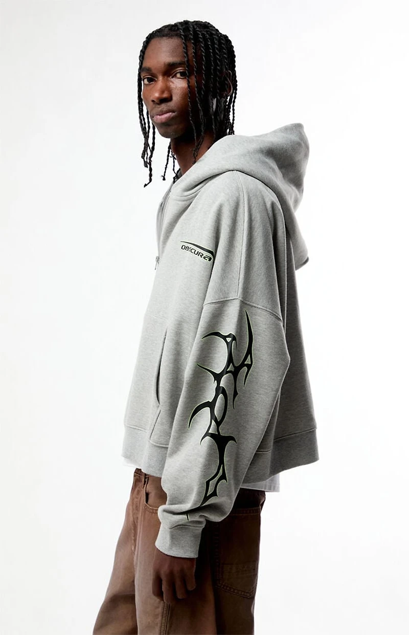 Pacsun Heather Gray Obscura Cropped Full Zip Hoodie