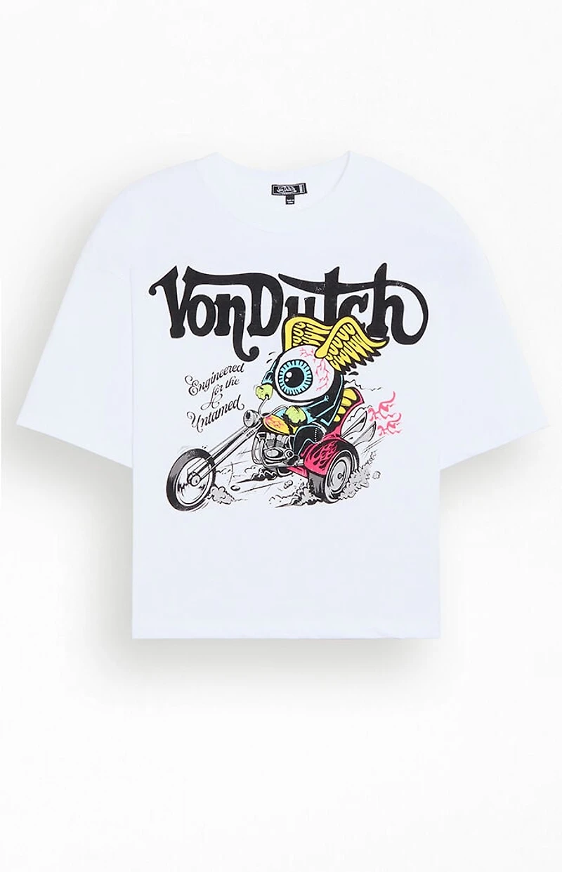 Von Dutch Eyeball Motorcycle Cropped T-Shirt